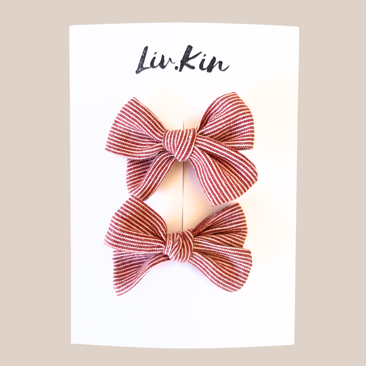 July Pigtail Bow Set In Linen Stripe